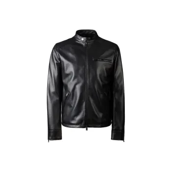 HOGAN Zip Up Leather Biker Jacket