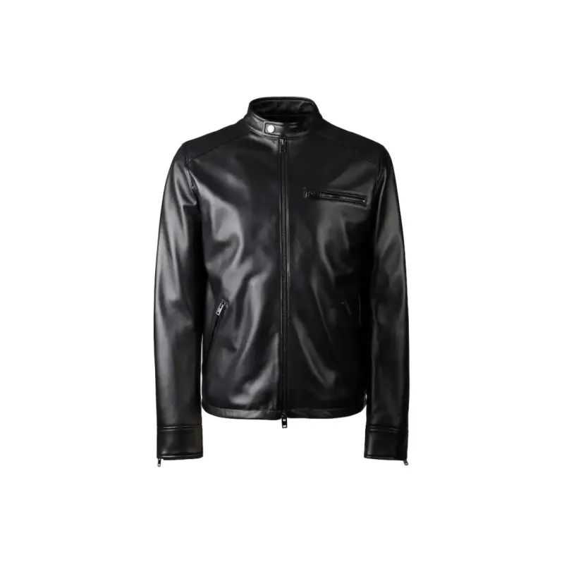 HOGAN Zip Up Leather Biker Jacket-0