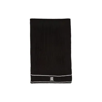 BALMAIN Logo patch Ribbed Scarf