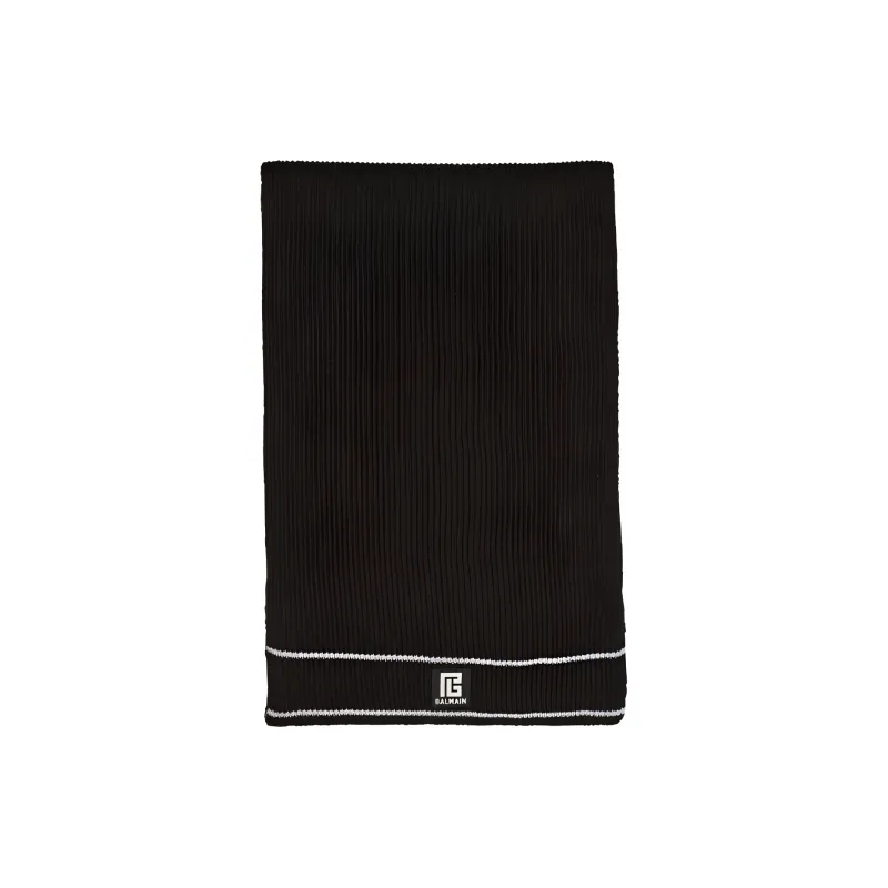 BALMAIN Logo patch Ribbed Scarf-0
