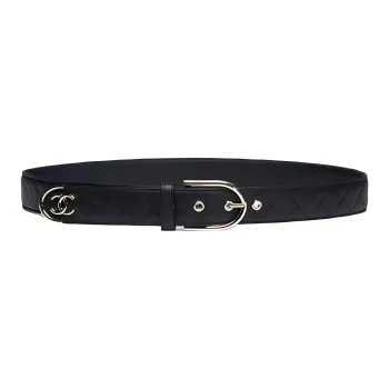 CHANEL - Leather Belts Unisex Black -