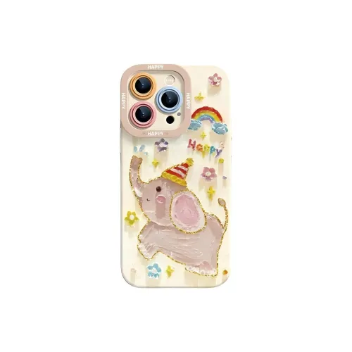 KVZUVUU TPU Material Oil Painting Rainbow Elephant Phone Cases Compatible With IPhone 16/15 Pro Max/Apple 13/14 Pro/Max