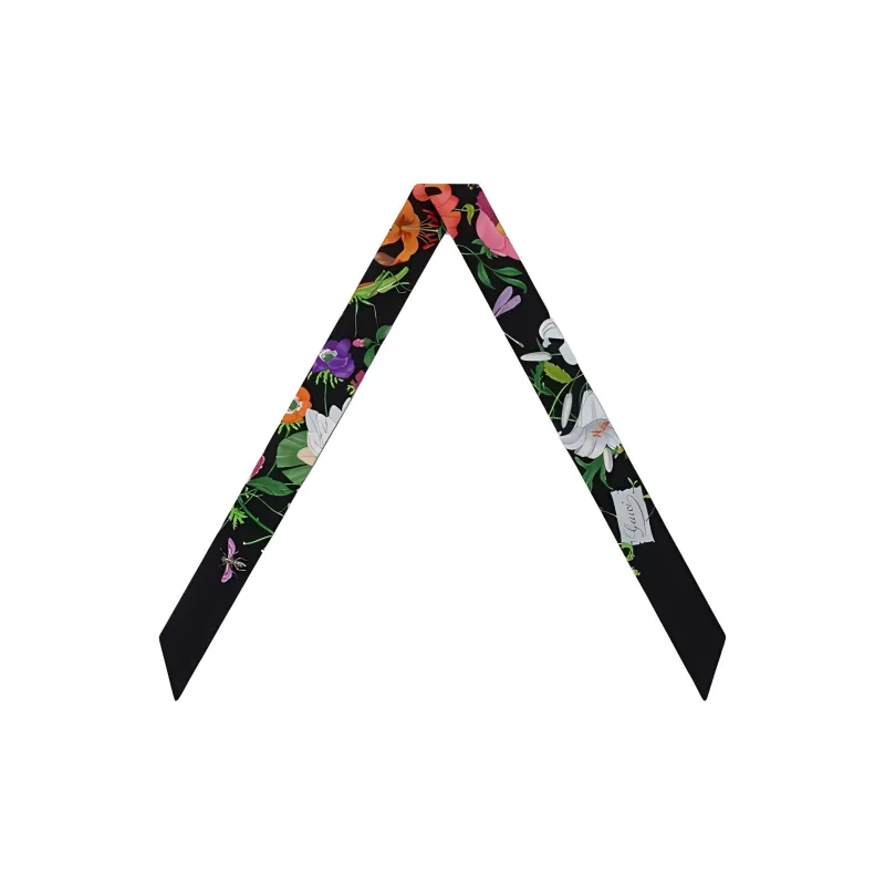 GUCCI Mulberry Silk Silk Scarves Unisex Black-0