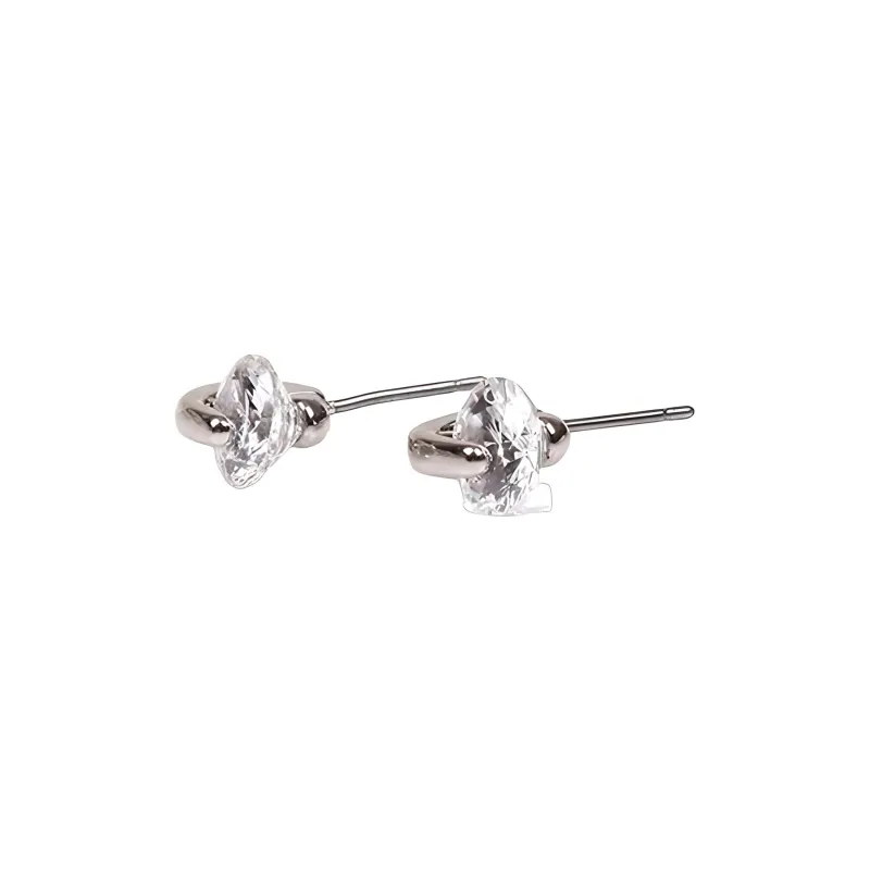 GIVENCHY Alloy Artificial Crystal Stud Earrings Women's Silver-3