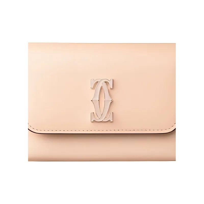 CARTIER Calfskin Wallet, Card Holder Women's Nude Pink-4