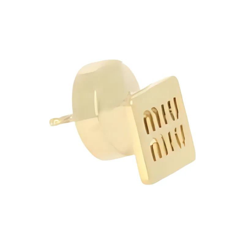 MIU MIU Brass Stud Earrings Women's Gold-2