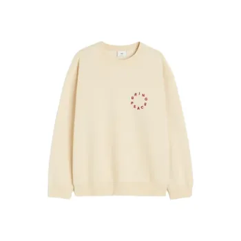 H&M Sweatshirt Men's Beige/Brings Peace