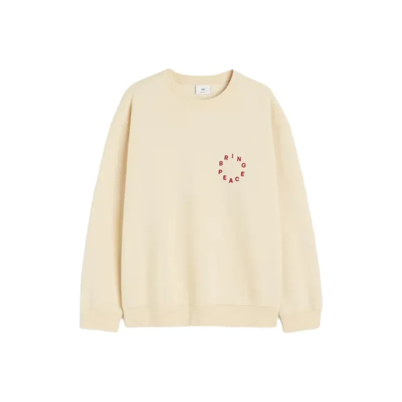 H&M Sweatshirt Men's Beige/Brings Peace-0