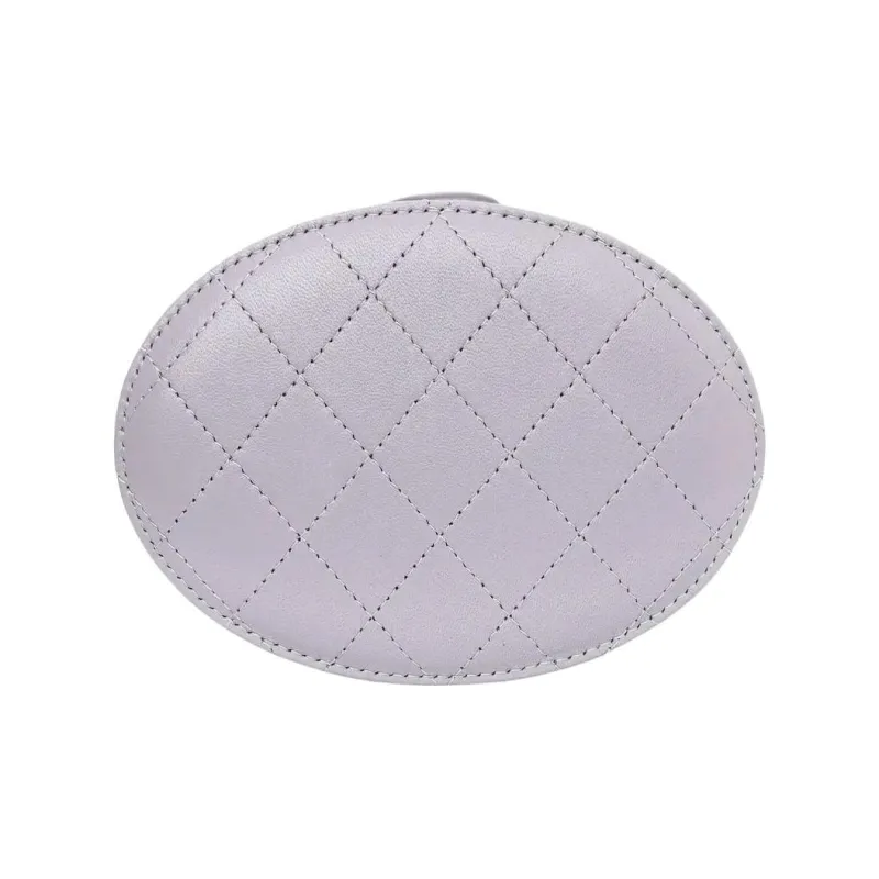 CHANEL Sheepskin Cylinder Bag, Makeup Bag, Shoulder Bag, Crossbody Bag Medium Size Women's Cool Gray-4
