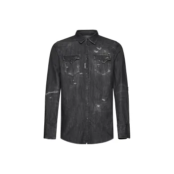 DSQUARED 2 Long-Sleeved Distressed Denim Shirt