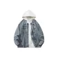 Blue Coat+White Sweatshirt