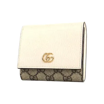 GUCCI Marmont Canvas With Leather Wallet Regular Women's White
