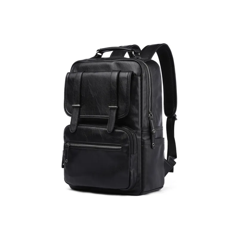 VIHUS PU Laptop Bag Backpack Men's Black-1