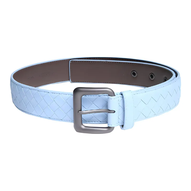 Bottega Veneta Genuine Leather Casual Woven Belt Fashion With Stud Buckle Leather Belts Men's-0