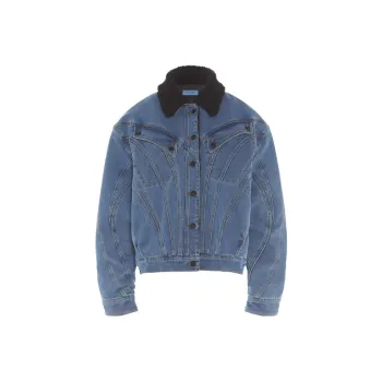 Mugler Denim Jackets Unisex Light Blue