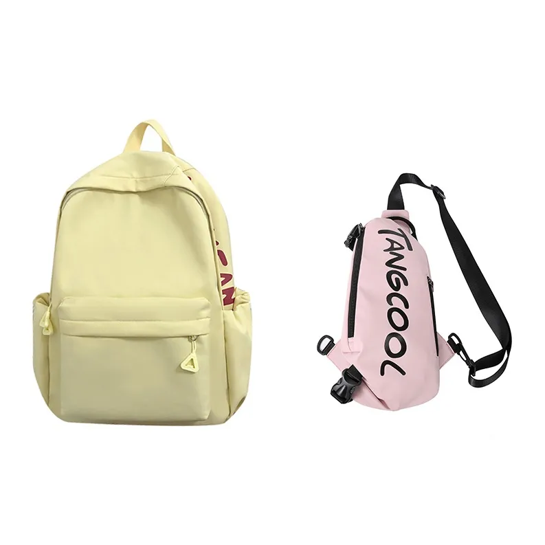 TANGCOOL Nylon Backpack Unisex White/Black/Pink/Blue/Yellow-51