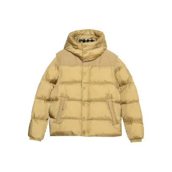 Burberry Detachable Sleeve Check Hooded Puffer Jacket