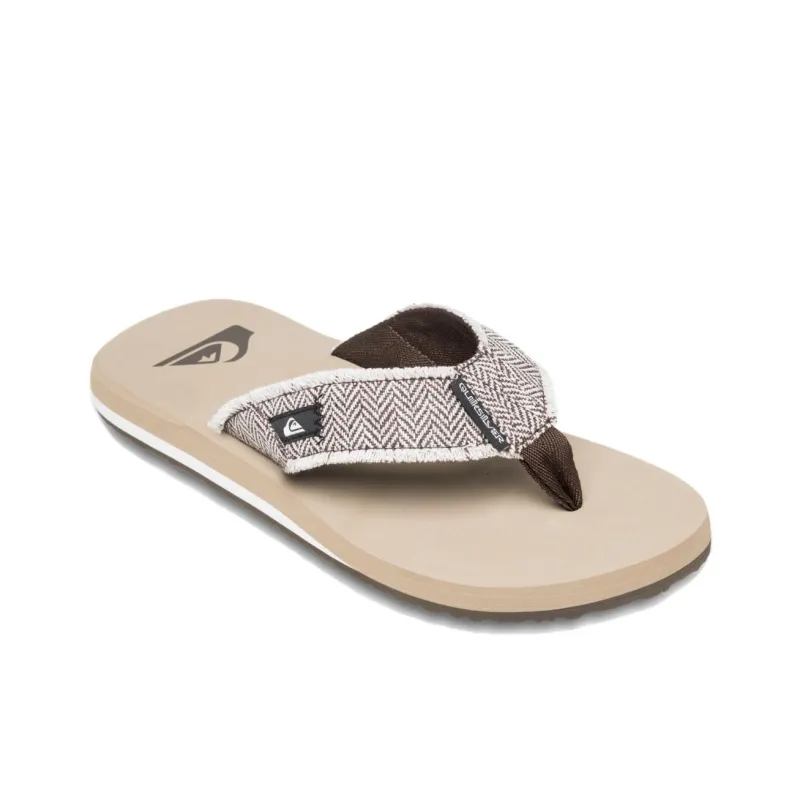 Quiksilver Abrasion Resistant Flip Flops Men's Beige Gray-1