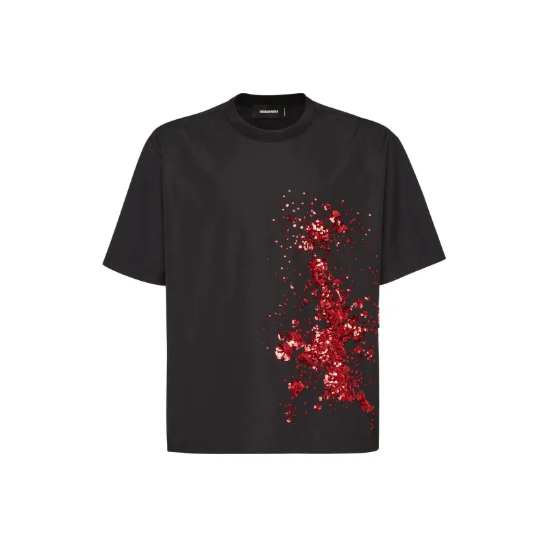 DSQUARED 2 Creepy Embroidered Poplin T-Shirt-0
