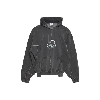 Vetements Online Cut Up Zip Up Hoodie