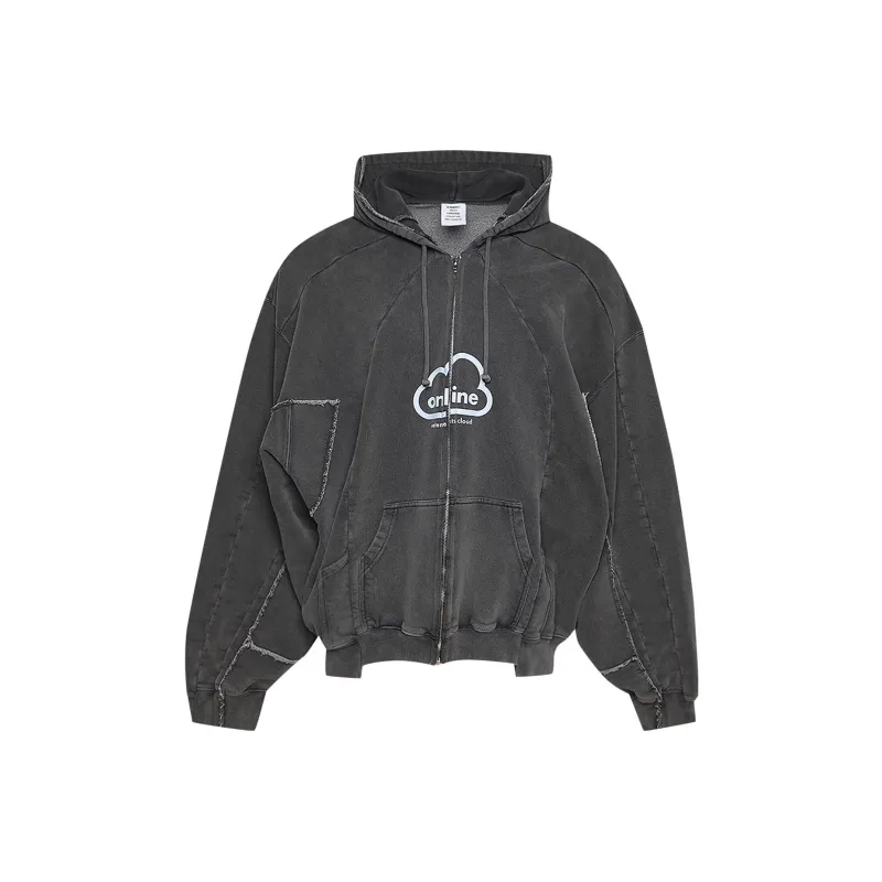 Vetements Online Cut Up Zip Up Hoodie-0