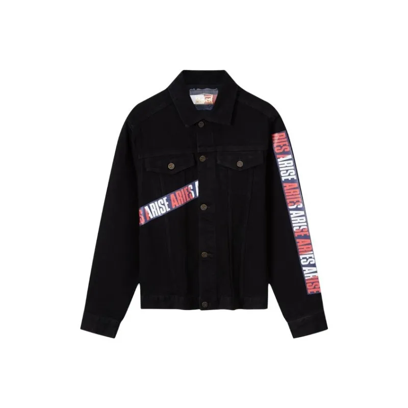 Aries X Tommy Hilfiger Denim Jackets Unisex Black PT2-0