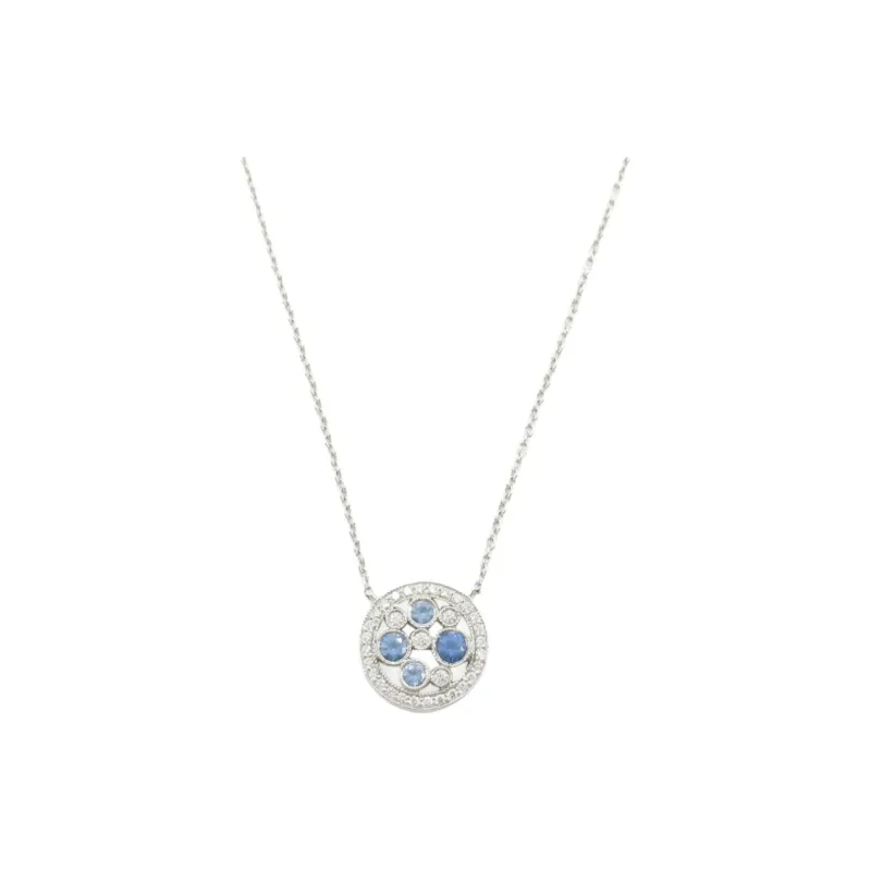 TIFFANY & CO. 2010s Platinum Cobblestone Diamond And Sapphire Necklace-0