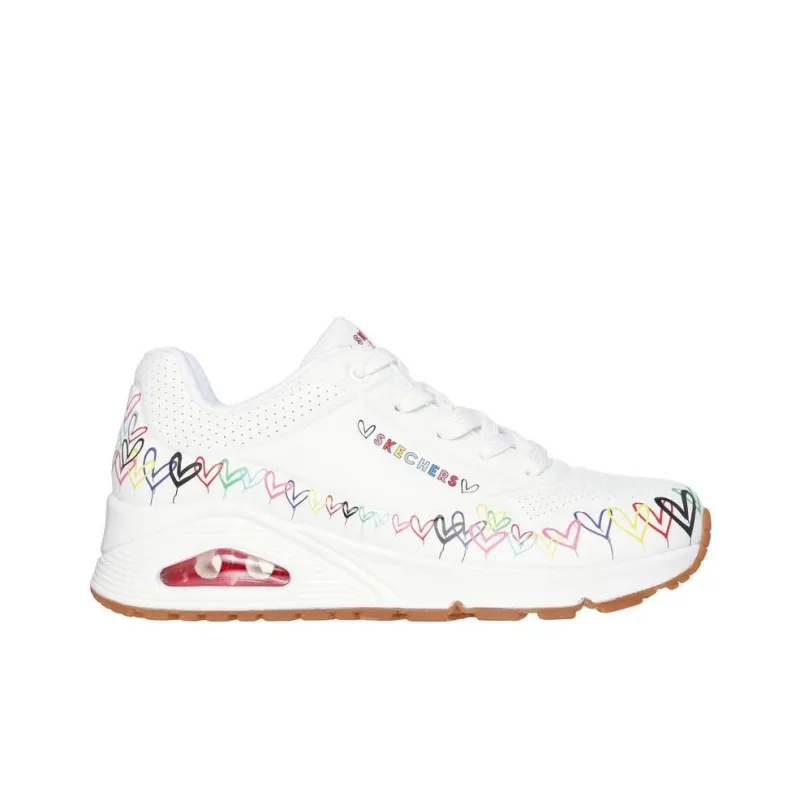Skechers Uno Love All Around Low Top Skateboard Shoes Women's White-1