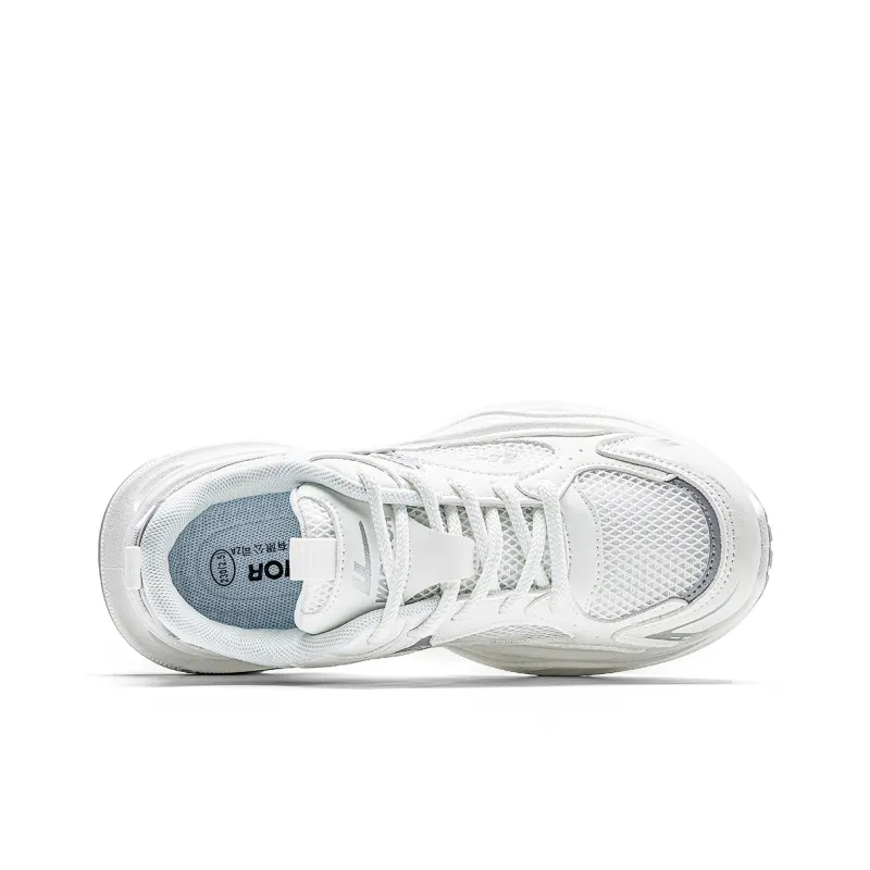 Warrior Anti Slip And Wear Resistant Height Increasing Low Top Chunky Sneakers Women's White Silver-4
