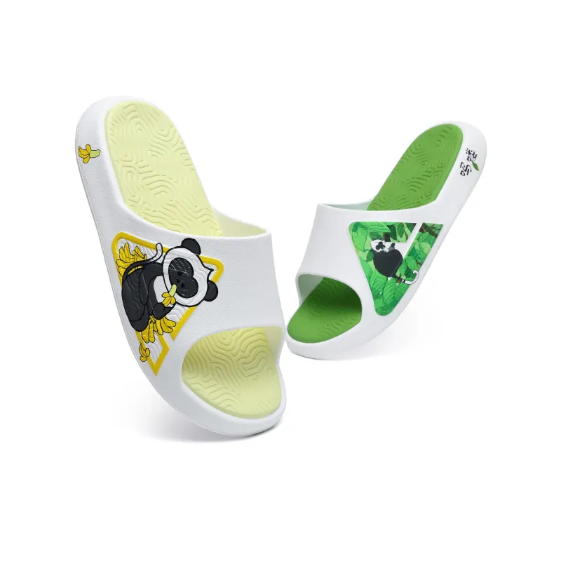 PEAK Attitude 7.0 Slip Resistant Cushioning Slide Slippers Unisex Yellow Green Mismatched-2