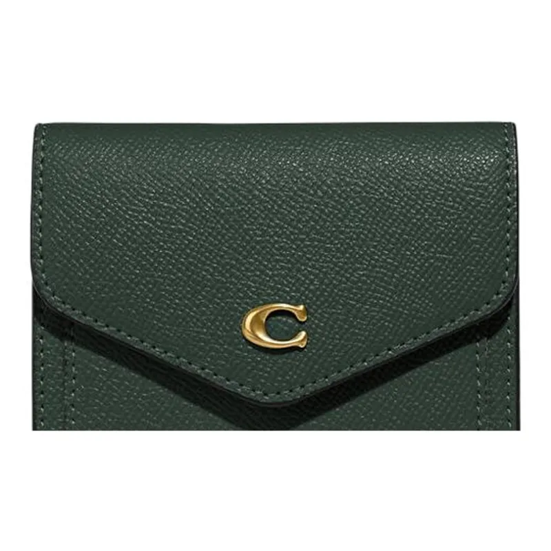 COACH Wyn Cross-Stitch Leather Wallet Small Size Women's Amazon Green-2