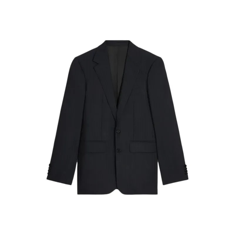 CELINE Classic Jacket In Striped Wool Navy Jackets Coats Men's Black-0
