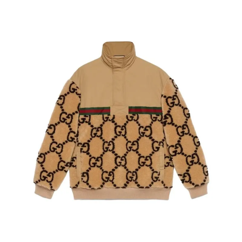 GUCCI Gg Jacquard Oversized Half Zip Wool Jacket-0