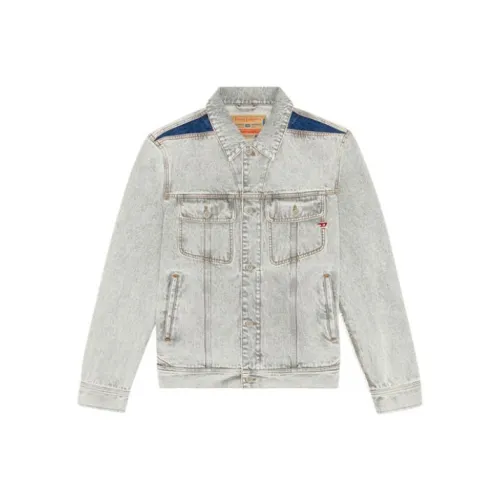 DIESEL Denim Jackets Men Light Gray