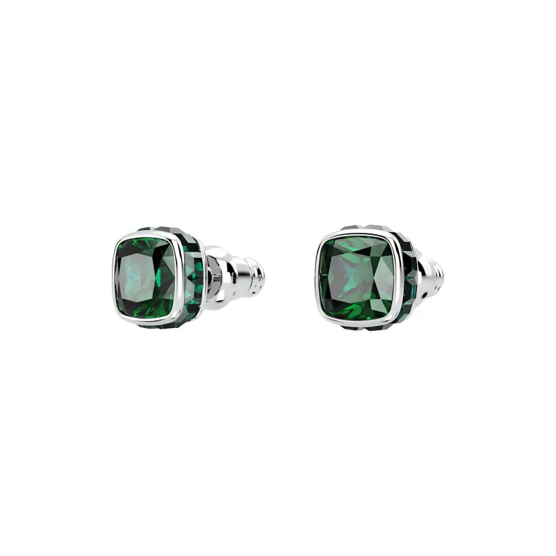 Swarovski Rhodium-Plated Faux Crystal Stud Earrings Women's Green-2