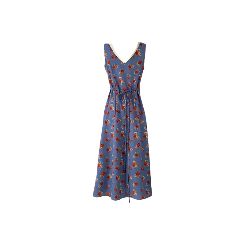 DOSOHEB Sleeveless Dress Women's Dark Blue-1