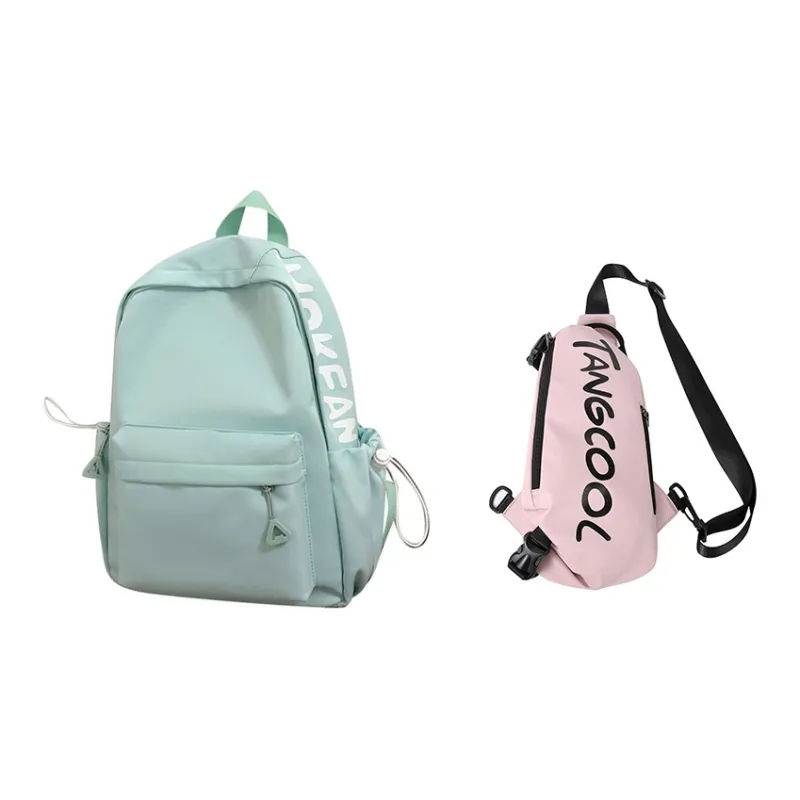 TANGCOOL Nylon Backpack Unisex White/Black/Pink/Blue/Yellow-69