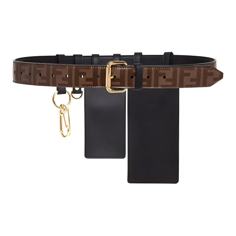 FENDI Leather Belts Unisex Brown-1