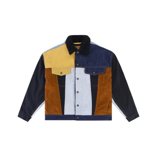 Levis Lapel Loose Fit Straight Long Sleeved Denim Jacket Men's Multicolor