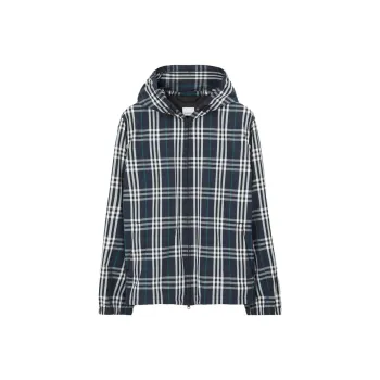 Burberry Checked Zip up Hooded Jacket