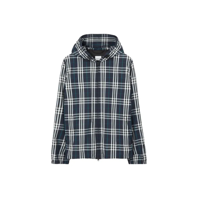 Burberry Checked Zip up Hooded Jacket-0