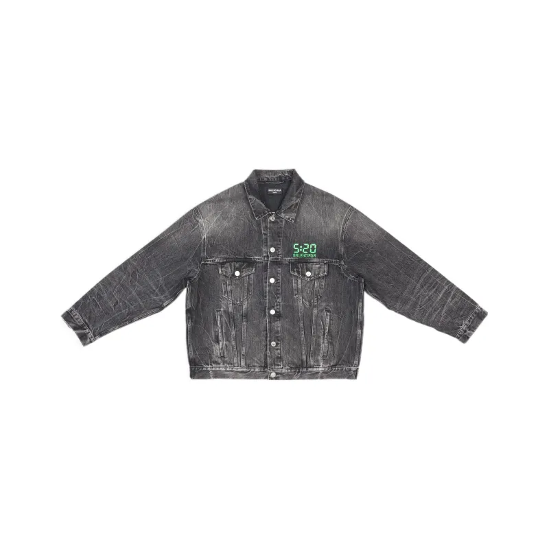 Balenciaga 520 SS22 Denim Jacket Unisex Black Gray-0