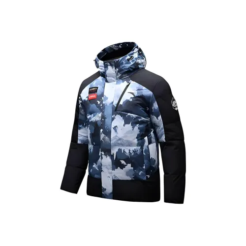 Anta Down Jacket Men's Ancient Wall Gray/Full Print/Basic Black