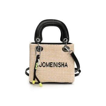 ALOENEY Straw Woven One Shoulder Handbag Unisex Ecru/Khaki