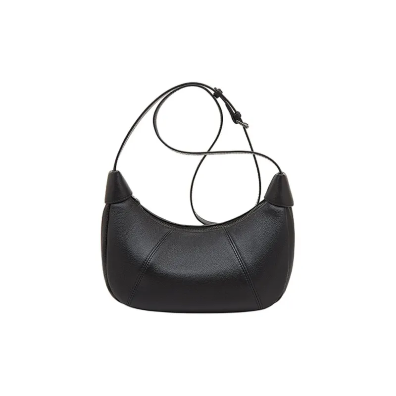 Old Man's Head Top Grain Cow Leather Crossbody Bag, Shoulder Bag Women's Black/White/Elephant Gray/Purple-1