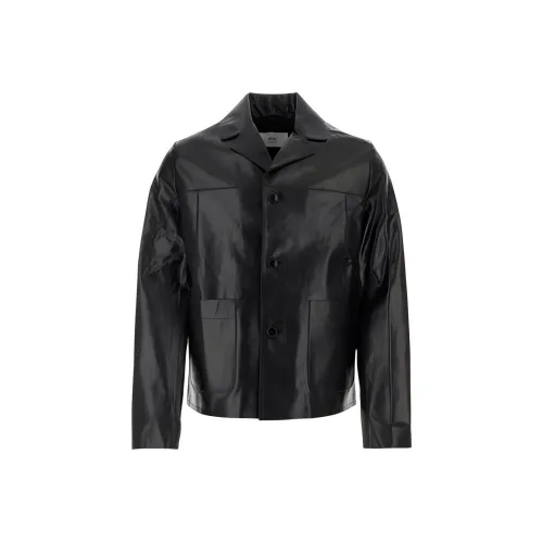 AMIPARIS Button Down Leather Jacket