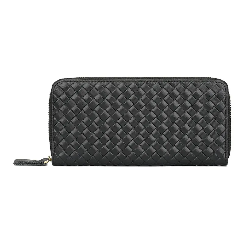 VIHUS Top Grain Cow Leather Clutch Wallet Unisex Black/Brown-0