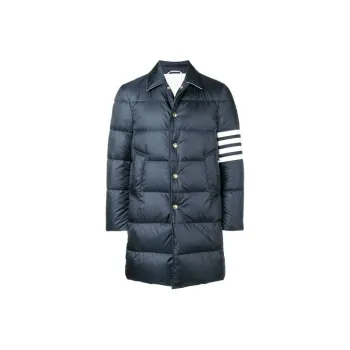 THOM BROWNE 4 bar Matte Nylon Bal Collar Overcoat