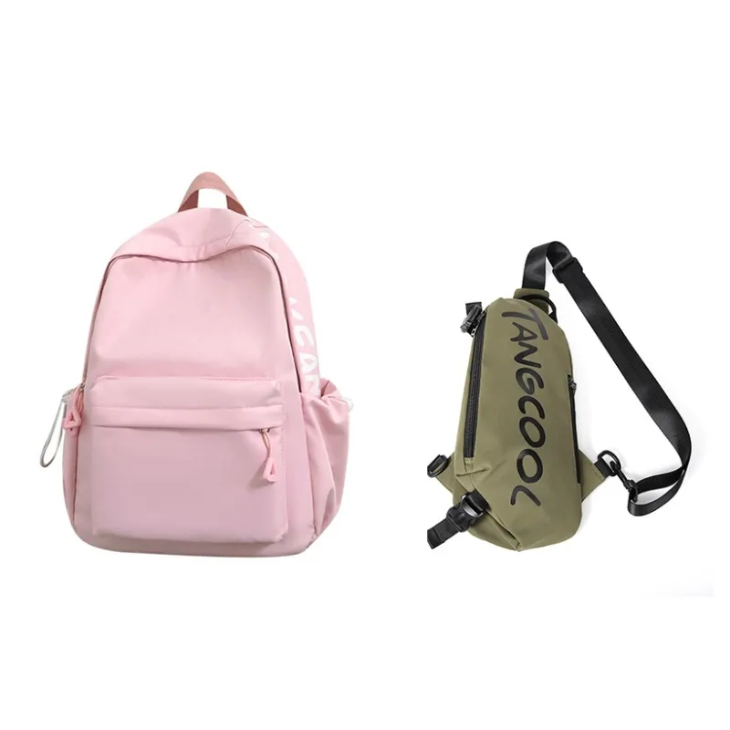 TANGCOOL Nylon Backpack Unisex White/Black/Pink/Blue/Yellow-39