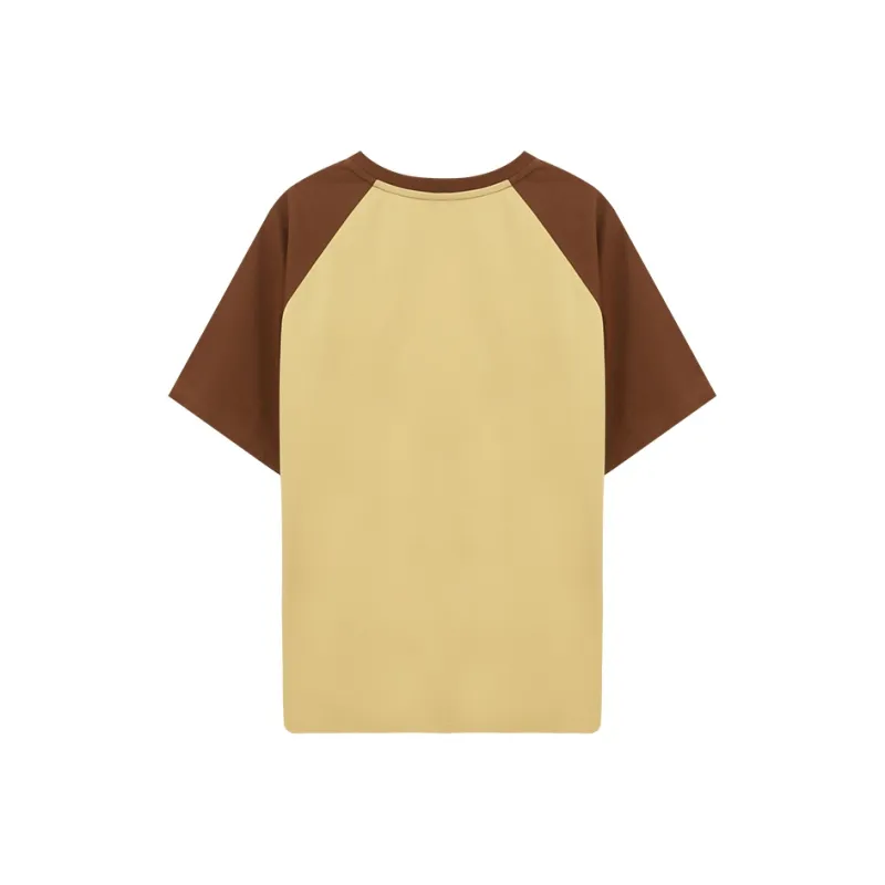 HOT HORSE Raglan Sleeve T Shirt Unisex Yellow Coffee-1